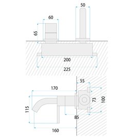 Bateria umywalkowa podtynkowa box Rea Foster inox