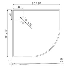 Brodzik półokrągły 90x90 konglomerat kolor antracyt New Trendy Nex Shade B-0498