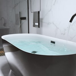 Wanna wolnostojąca czarno-biała czarny korek oraz przelew 160 cm Cesana Hydrosan