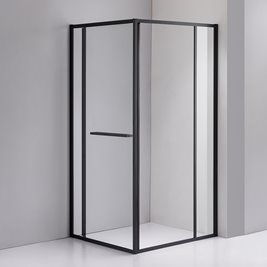 Czarna prostokątna kabina prysznicowa Kira 100x80 drzwi rozsuwane do wewnątrz