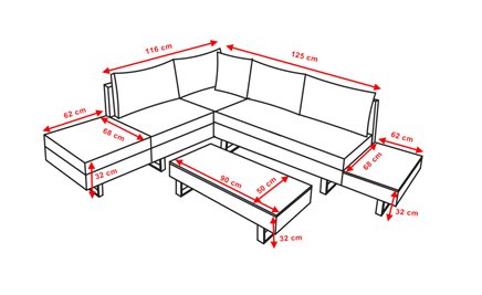 Zestaw mebli ogrodowych z technorattanu narożnik tarasowy Lime szary