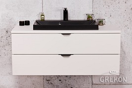 Biała szafka łazienkowa z czarną umywalką 100 cm Liv Victa