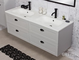 Szafka łazienkowa szara wisząca z umywalką 140/45/4 Grend