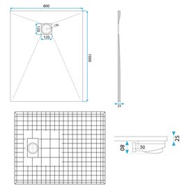 Brodzik prostokątny biały struktura kamienia smc 100x80 Magnum Carrara White Rea