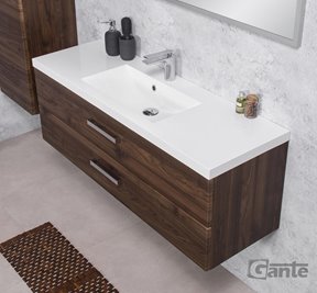 Szafka łazienkowa wisząca z umywalką 120 cm 39/S2 Fokus kolor orzech