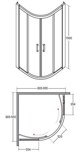 Stal szczotkowana kabina prysznicowa półokrągła szkło przeźroczyste 90x90 cm Modern Besco MPGM-90-190C zdjęcie 5