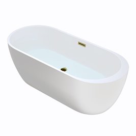 Wanna wolnostojąca biała przelew i korek złoty 150 cm Porto Hydrosan