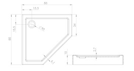 Brodzik pięciokątny 80x80 B-0414 New Azura New Trendy