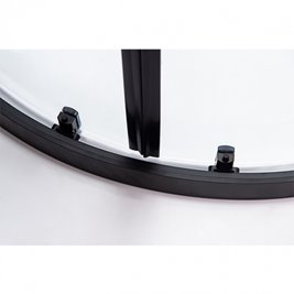 Czarna kabina prysznicowa półokrągła 90x90 drzwi rozsuwane BS01B