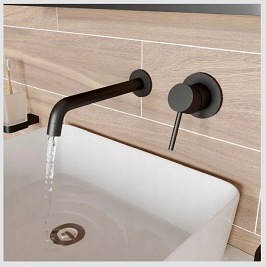 Bateria umywalkowa w kolorze czarnym Lungo Black Rea