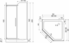 Kabina prysznicowa pięciokątna 90x90 Prato Kerra