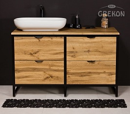 Szafka z białą umywalką styl loftowy 120 cm seria New York