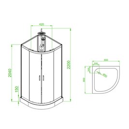 Kabina prysznicowa półokrągła zabudowana 80x80 Puerto