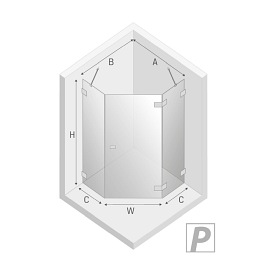 Kabina pięciokątna 80x80 prawa EXK-3885 Avexa New Trendy Chrom