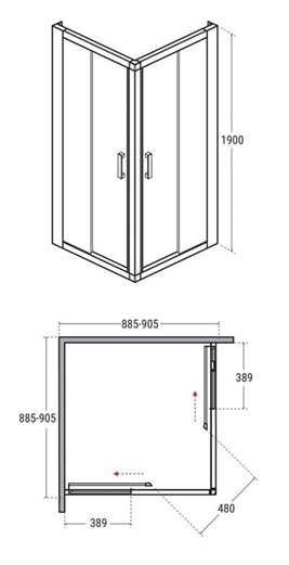 Stal szczotkowana kabina prysznicowa kwadratowa szkło przeźroczyste 90x90 cm Modern Besco MKGM-90-190C zdjęcie 5