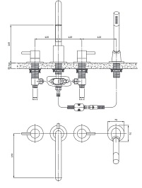 Bateria nawannowa 4-otworowa Y1232CP Omnires Y miedź