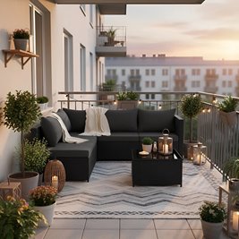 Meble ogrodowe technorattan sofa, stół, dostawka zestaw Volta zdjęcie 6