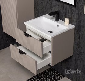 Szafka łazienkowa z lamelami wisząca z umywalką 50 cm 39/2 Victa Lamello kolor fume mat