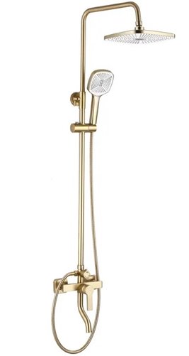 Złoty szczotkowany zestaw prysznicowy z wylewką Argus Rea Gold Brush