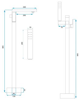 Czarna bateria wannowa wolnostojąca Tery Rea