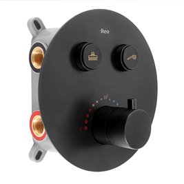 Czarny zestaw prysznicowy podtynkowy z termostatem Lungo Rea