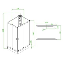 Kabina prysznicowa zabudowana prostokątna profil szczotkowany 120x80 Alma Lewa
