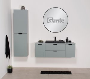 Miętowa szafka łazienkowa wisząca z czarną umywalką nablatową czarny uchwyt 120 cm Magnolia