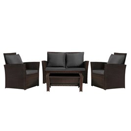 Meble ogrodowe z technorattanu sofa, stół, fotele zestaw Lagos kolor brąz