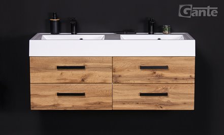 Szafka wisząca z umywalką 120 cm kolor dąb naturalny 50/4 seria Fokus Loft Gante