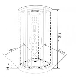 Kabina prysznicowa z hydromasażem i sauną niski brodzik czarne ściany 80x80