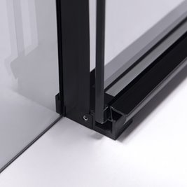 Czarna prostokątna kabina prysznicowa Super Slim Nova 90x80 drzwi rozsuwane