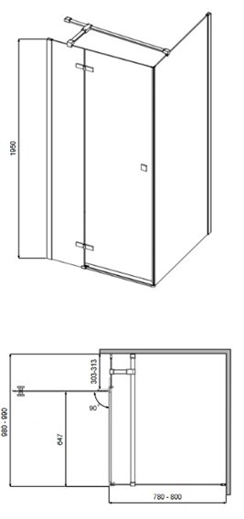 Czarna prostokątna kabina prysznicowa 100x80 lewa Pixa Black Besco