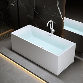 Wanna wolnostojąca prostokątna przelew i korek biały 150 cm Santa Hydrosan