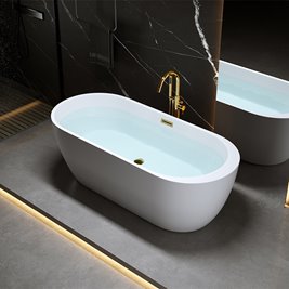 Wanna wolnostojąca biała przelew i korek złoty 170 cm Porto Hydrosan