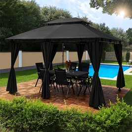 Pawilon ogrodowy KING 400x300 cm z moskitierą czarny