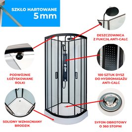 Kabina prysznicowa półokrągła zabudowana 80x80 Puerto