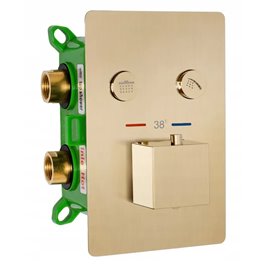 Złoty szczotkowany zestaw prysznicowy podtynkowy z termostatem Fenix Davis Rea