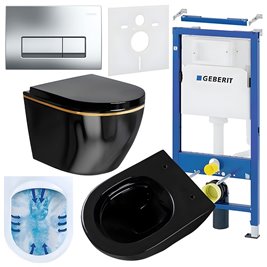 Zestaw podtynkowy stelaż GEBERIT DUOFIX + miska MIZU-BL-GL-RIM-02 + przycisk DELTA 50 chrom