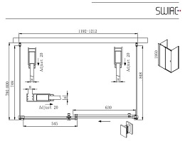 Kabina prostokątna trójścienna 120X80 Kassari Lewa