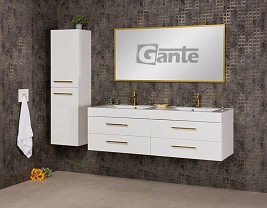 Szafka z umywalką 160 cm dwie komory wisząca biały mat Belli Gold Gante