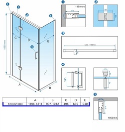 Czarna kabina prysznicowa prostokątna 120x100 drzwi uchylne KZ03D