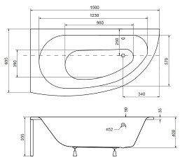 Wanna narożna 150 cm Lewa Milena Besco