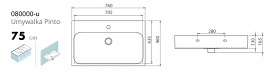 Umywalka Pinto 75 cm Cerastyle