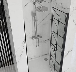Czarne drzwi prysznicowe składane 90 cm Molier Black Rea
