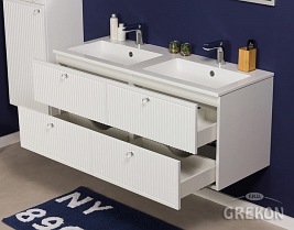 Szafka łazienkowa wisząca z podwójną umywalką biały mat 120 cm Argento Gante