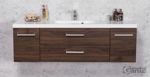 Szafka łazienkowa wisząca z umywalką 140 cm 39/2 Fokus kolor orzech