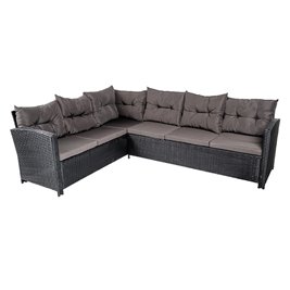 Zestaw mebli ogrodowych z technorattanu narożnik, stół, pufy Toledo Czarny