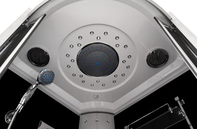 Kabina prysznicowa składane siedzisko półokrągła zabudowana czarna 90x90 MO-09909A