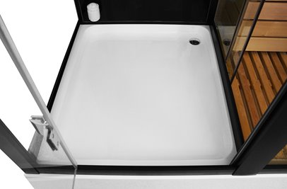 Sauno kabina prysznicowa prostokątna czarna 180x110 cm MO-1752B PRAWA TRIO