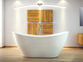 Wanna wolnostojąca z konglomeratu 160 cm + klik-klak chrom Viya Besco